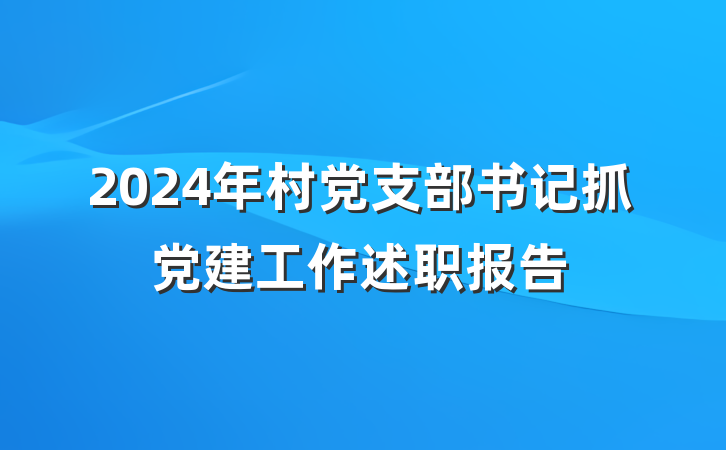 2024年村党支部书记抓党建工作述职报告