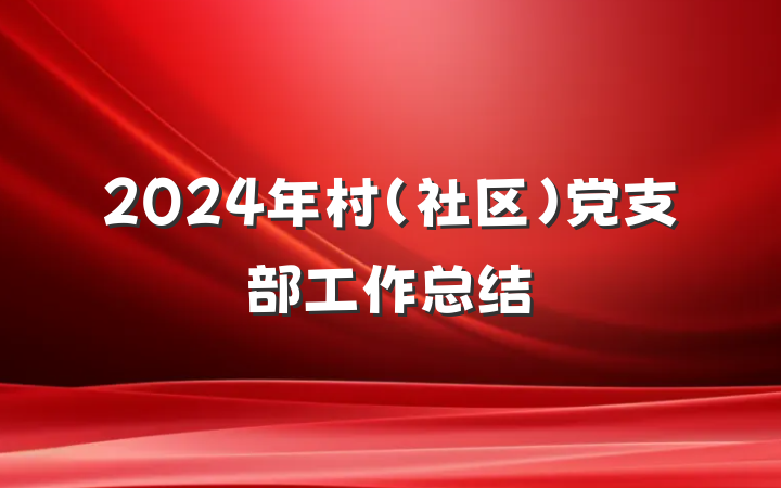 2024年村（社区）党支部工作总结