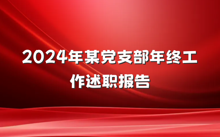 2024年某党支部年终工作述职报告