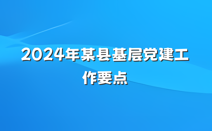 2024年某县基层党建工作要点