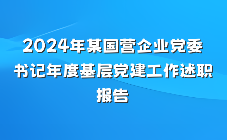 2024年某国营企业党委书记年度基层党建工作述职报告