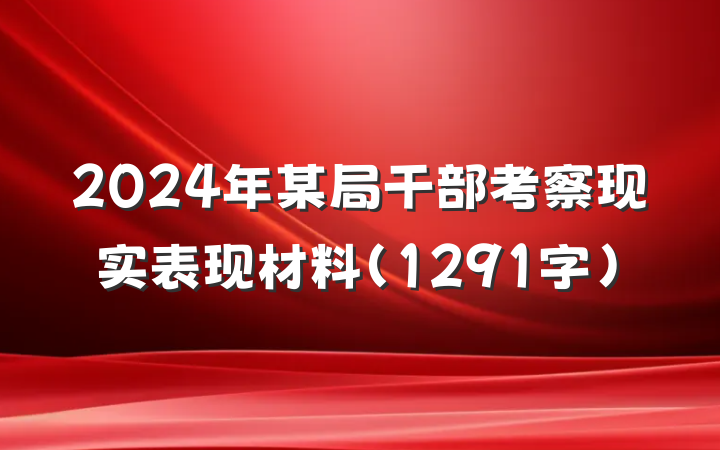 2024年某局干部考察现实表现材料（1291字）