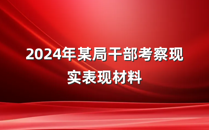 2024年某局干部考察现实表现材料