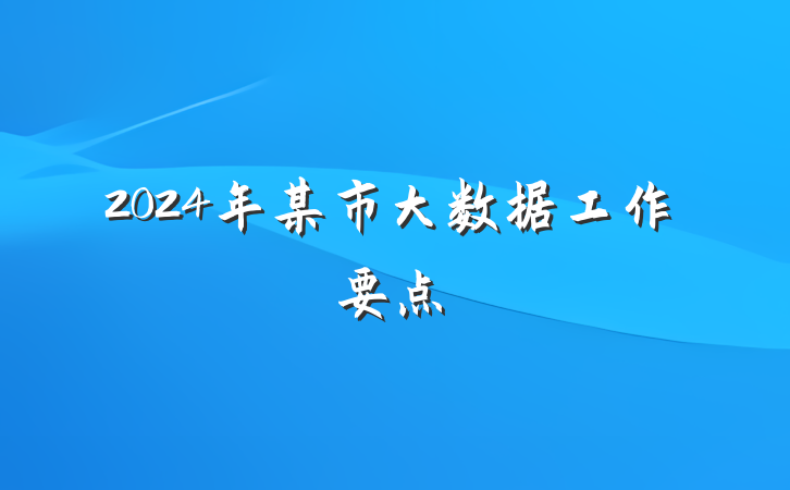 2024年某市大数据工作要点