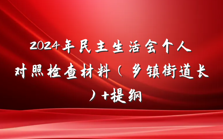 2024年民主生活会个人对照检查材料（乡镇街道长） 提纲