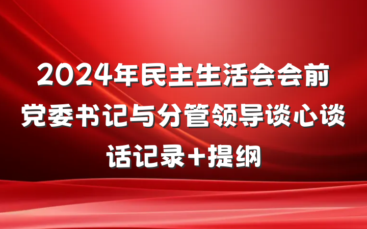 2024年民主生活会会前党委书记与分管领导谈心谈话记录 提纲