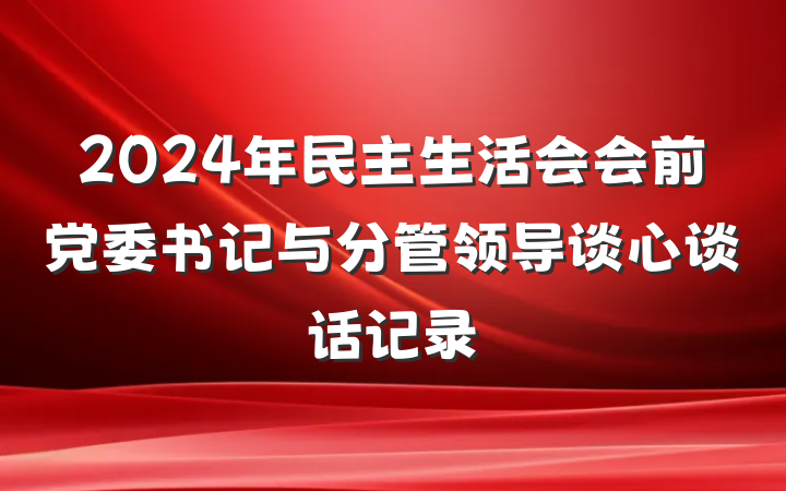 2024年民主生活会会前党委书记与分管领导谈心谈话记录