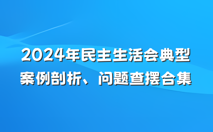 2024年民主生活会典型案例剖析、问题查摆合集