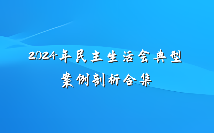 2024年民主生活会典型案例剖析合集