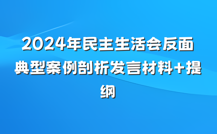 2024年民主生活会反面典型案例剖析发言材料 提纲