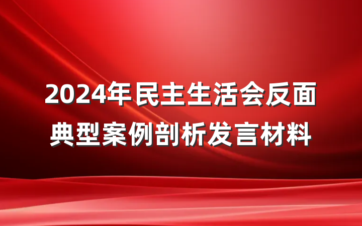2024年民主生活会反面典型案例剖析发言材料
