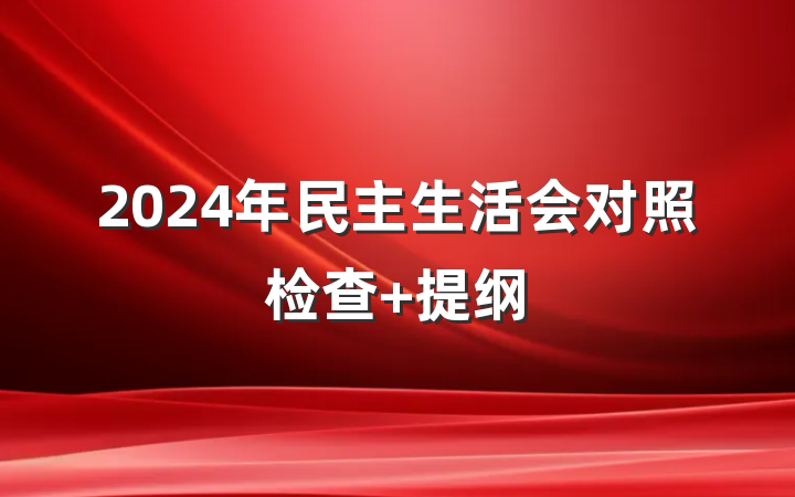 2024年民主生活会对照检查 提纲
