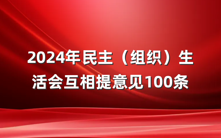 2024年民主（组织）生活会互相提意见100条