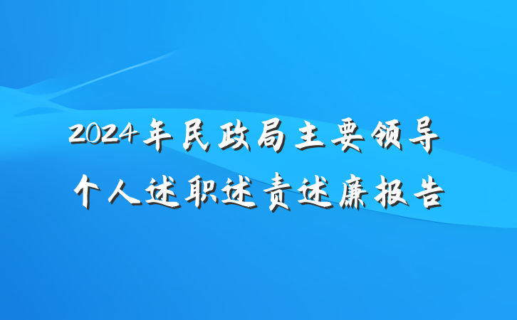 2024年民政局主要领导个人述职述责述廉报告
