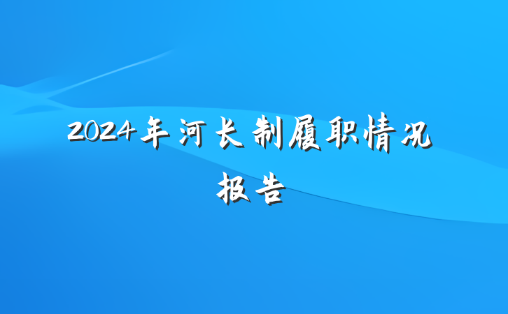 2024年河长制履职情况报告