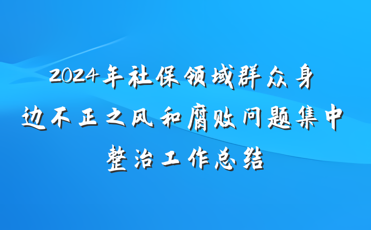 2024年社保领域群众身边不正之风和腐败问题集中整治工作总结