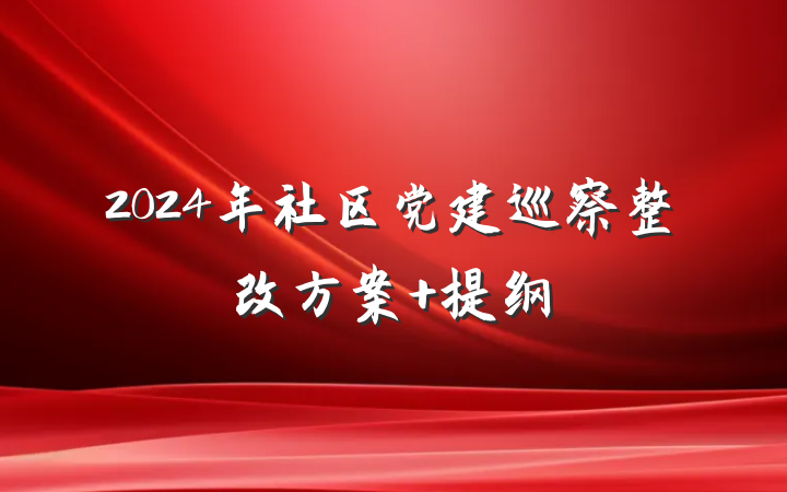 2024年社区党建巡察整改方案 提纲