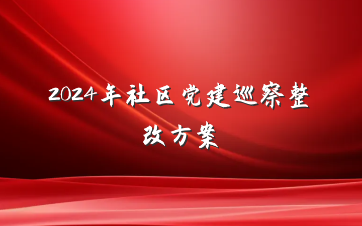 2024年社区党建巡察整改方案