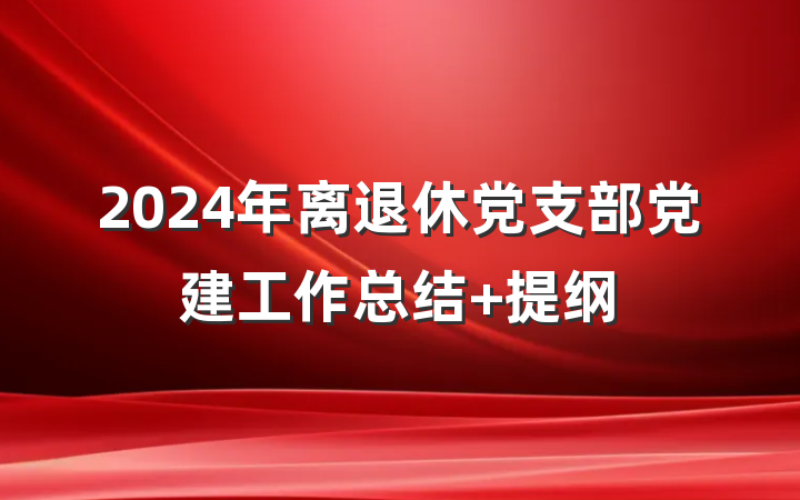 2024年离退休党支部党建工作总结 提纲
