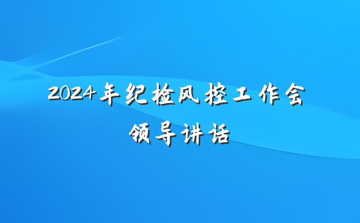 2024年纪检风控工作会领导讲话