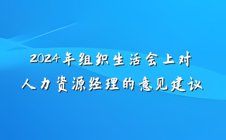 2024年组织生活会上对人力资源经理的意见建议