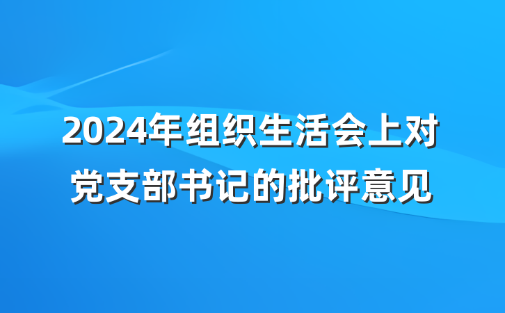 2024年组织生活会上对党支部书记的批评意见