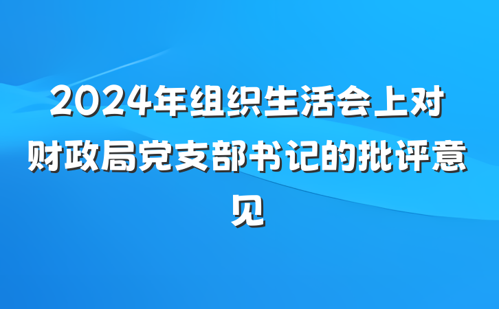2024年组织生活会上对财政局党支部书记的批评意见