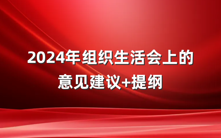 2024年组织生活会上的意见建议 提纲
