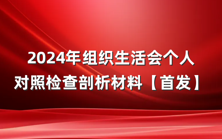 2024年组织生活会个人对照检查剖析材料【首发】