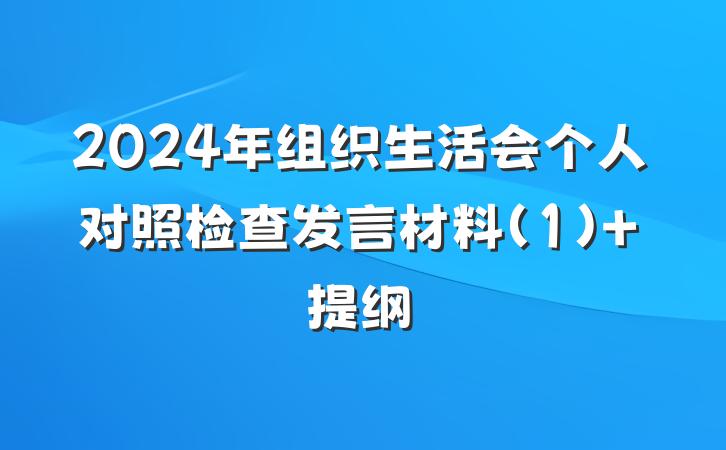 2024年组织生活会个人对照检查发言材料(1) 提纲