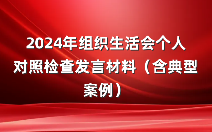 2024年组织生活会个人对照检查发言材料（含典型案例）