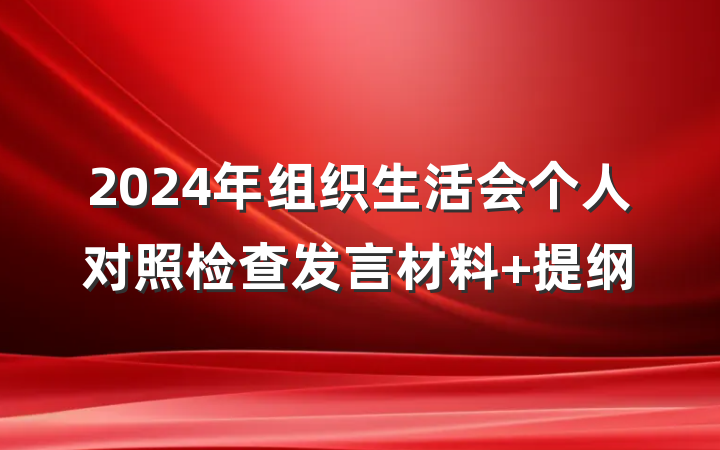 2024年组织生活会个人对照检查发言材料 提纲