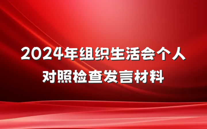 2024年组织生活会个人对照检查发言材料