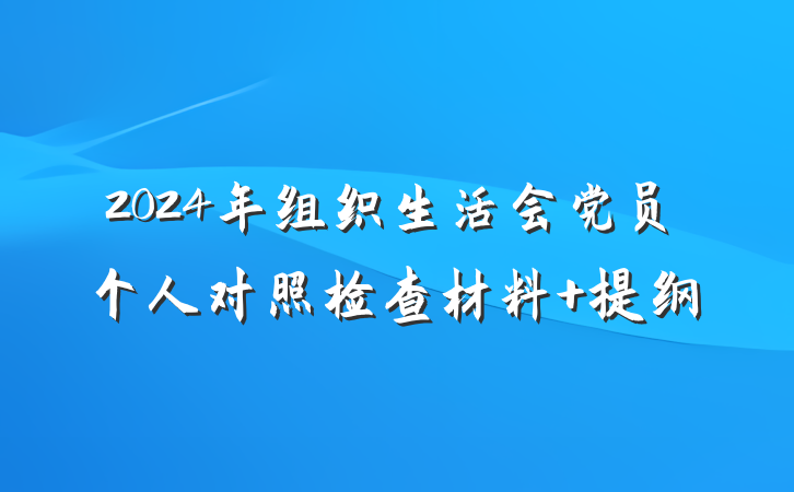 2024年组织生活会党员个人对照检查材料 提纲