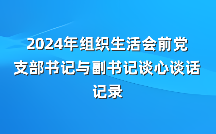 2024年组织生活会前党支部书记与副书记谈心谈话记录