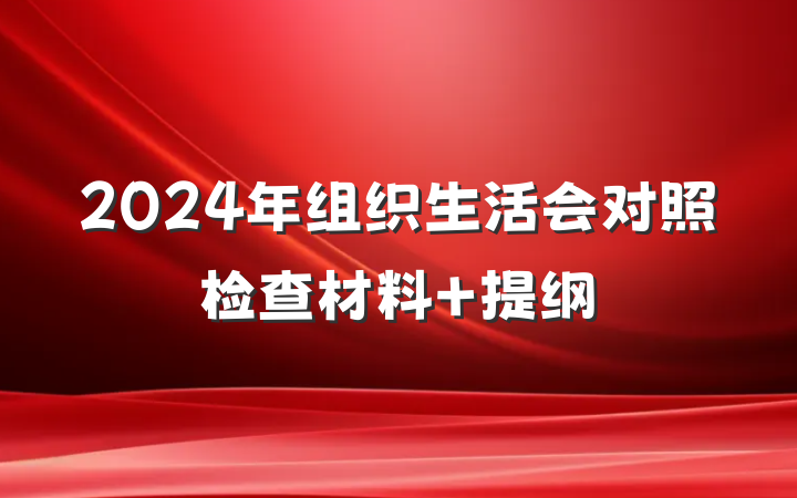2024年组织生活会对照检查材料 提纲