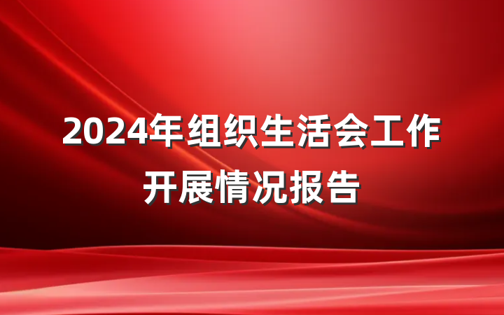 2024年组织生活会工作开展情况报告