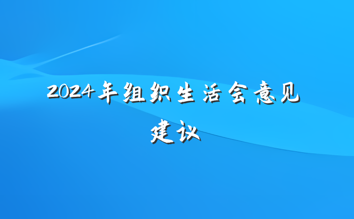 2024年组织生活会意见建议