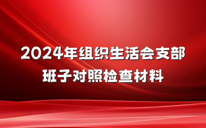 2024年组织生活会支部班子对照检查材料