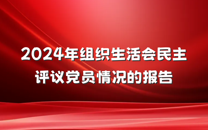 2024年组织生活会民主评议党员情况的报告