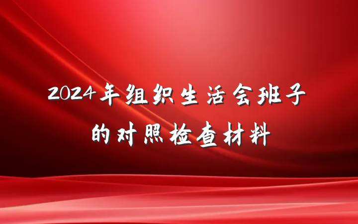 2024年组织生活会班子的对照检查材料
