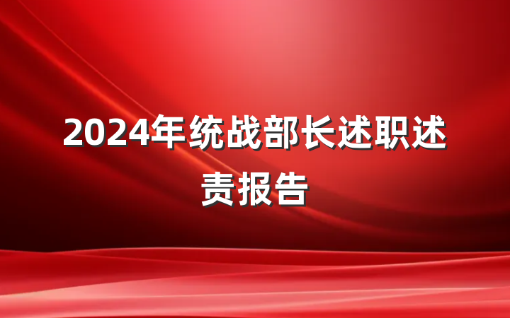 2024年统战部长述职述责报告