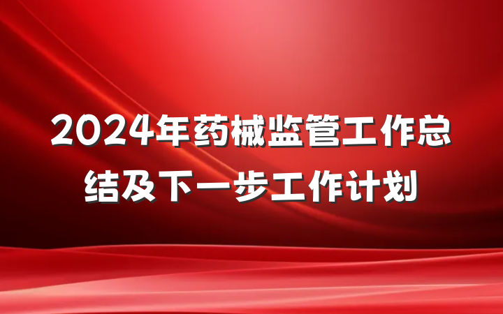 2024年药械监管工作总结及下一步工作计划