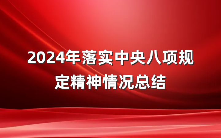 2024年落实中央八项规定精神情况总结