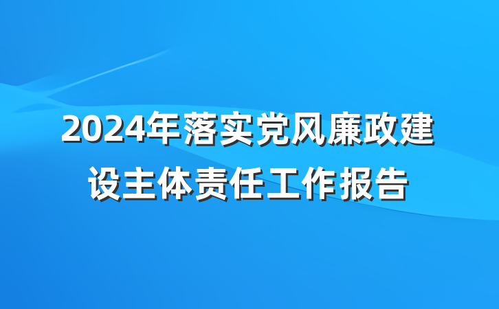 2024年落实党风廉政建设主体责任工作报告