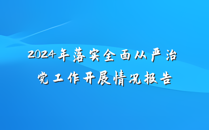 2024年落实全面从严治党工作开展情况报告