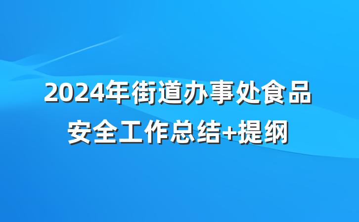 2024年街道办事处食品安全工作总结 提纲