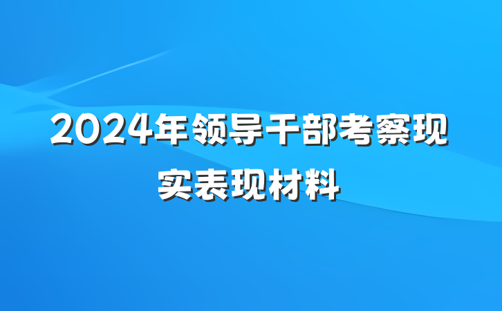 2024年领导干部考察现实表现材料