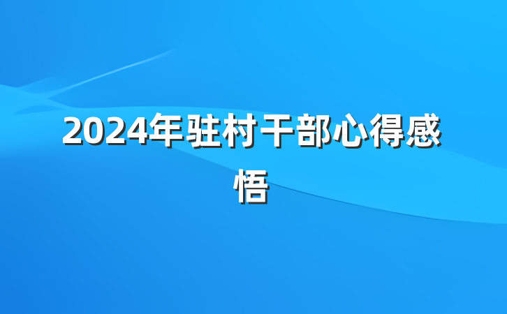2024年驻村干部心得感悟