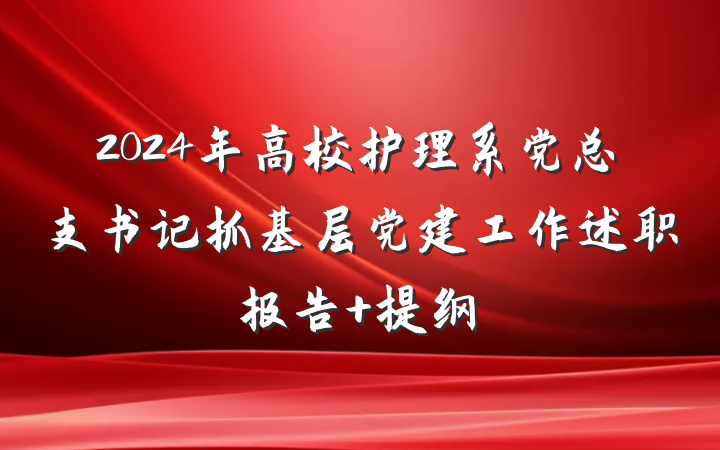 2024年高校护理系党总支书记抓基层党建工作述职报告 提纲